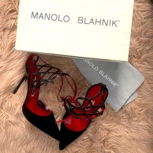 Manolo Blahnik Black Strappy Heels